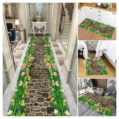 Siunwdiy 3D Non-Slip Washable Runner Rug, Green, 80 x 250 cm