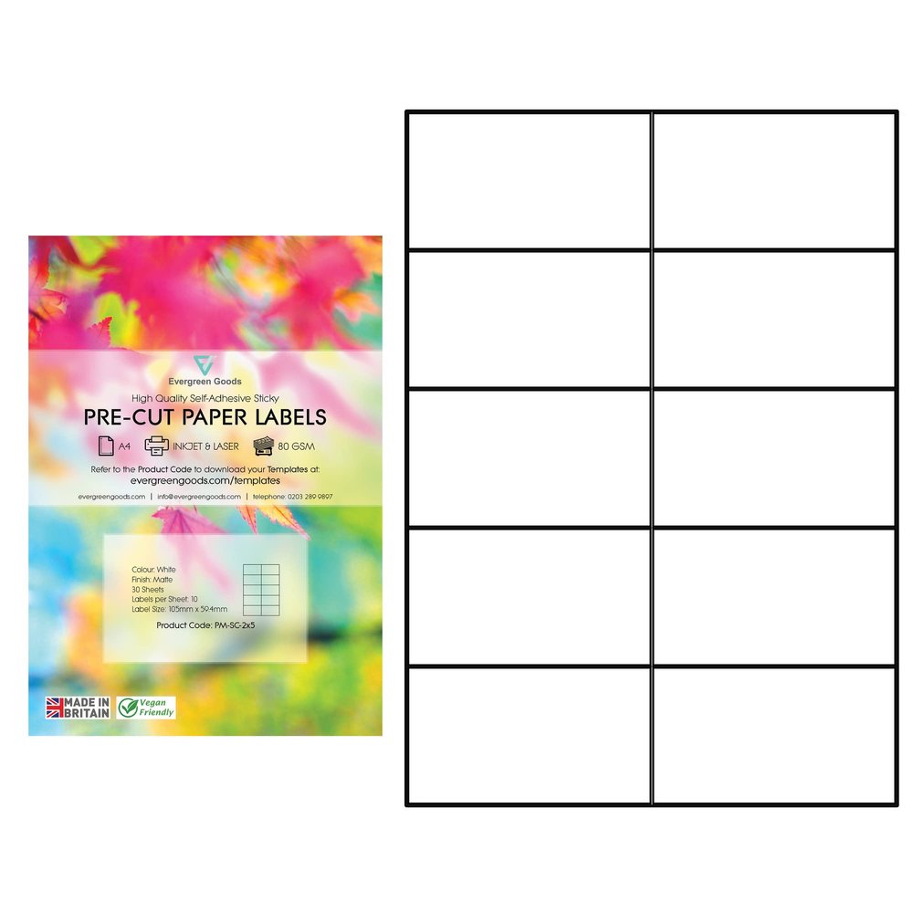 Evergreen Goods A4 Matte White Paper Labels | 30 Sheets
