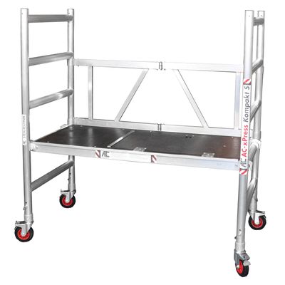 AC xPress Compact-S Rolling Scaffold | Aluminum | 3 m Working Height | TÜV/GS Tested | Platform with Hatch | Expandable | DIN EN 1004 & 1298 | Indoor & Outdoor
