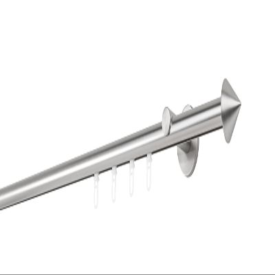 ondeco Made-to-Measure Curtain Rod, Internal Track, 20 mm, Single-Track, Stainless Steel Look, 150 cm