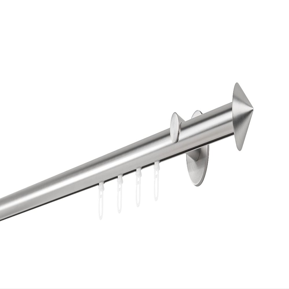 ondeco Made-to-Measure Curtain Rod, Internal Track, 20 mm, Single-Track, Stainless Steel Look, 150 cm