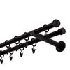 Black Metal Curtain Rod, 120 cm, Double Rod, 19 mm, Wall-Mounted with Ball Finials view 3