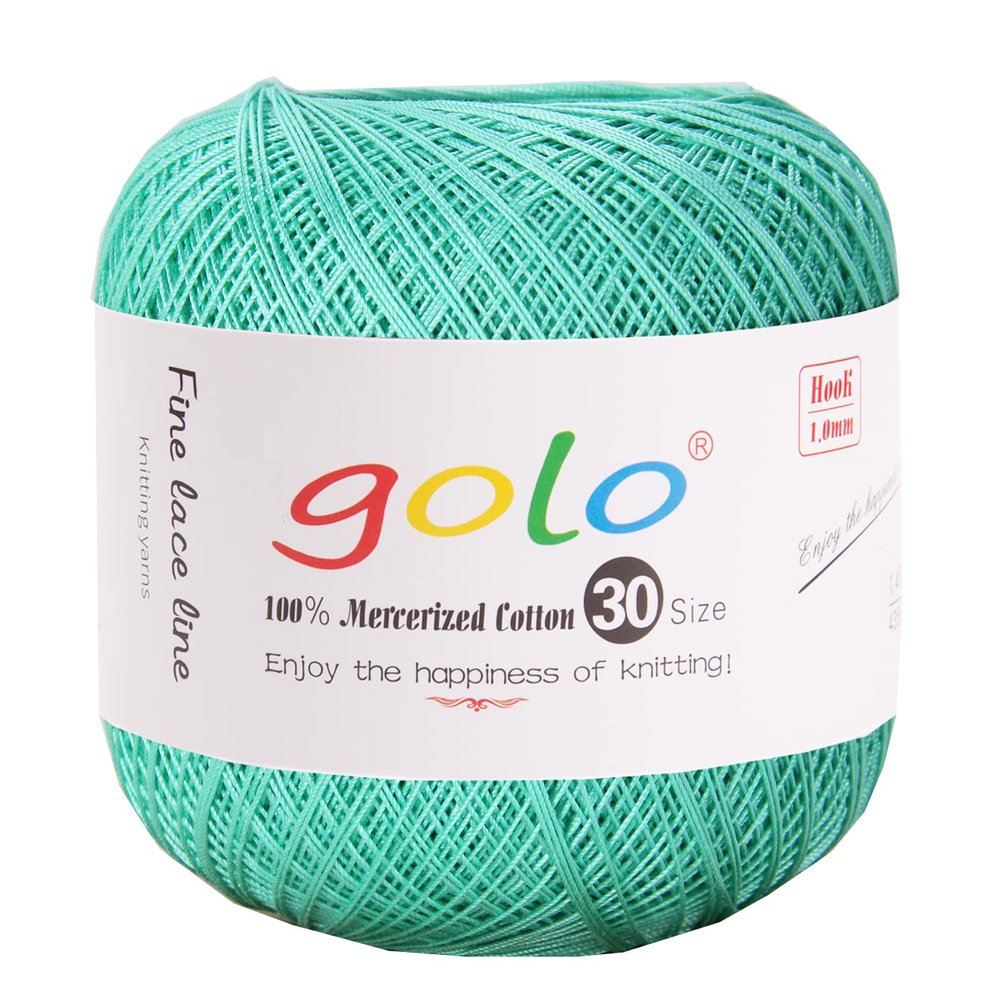 golo Crochet Yarn 30, Hand-Crochet Thread (Green-718)