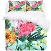 Flamingo Duvet Cover Set with Colorful Flowers and 3D-Printed Designs, 200.7 x 200.7 cm view 1