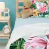 Flamingo Duvet Cover Set with Colorful Flowers and 3D-Printed Designs, 200.7 x 200.7 cm view 4