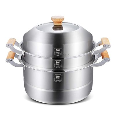 MNSSRN 30 cm Multi-Layer Stainless Steel Food Steamer for Gas or Induction Stoves