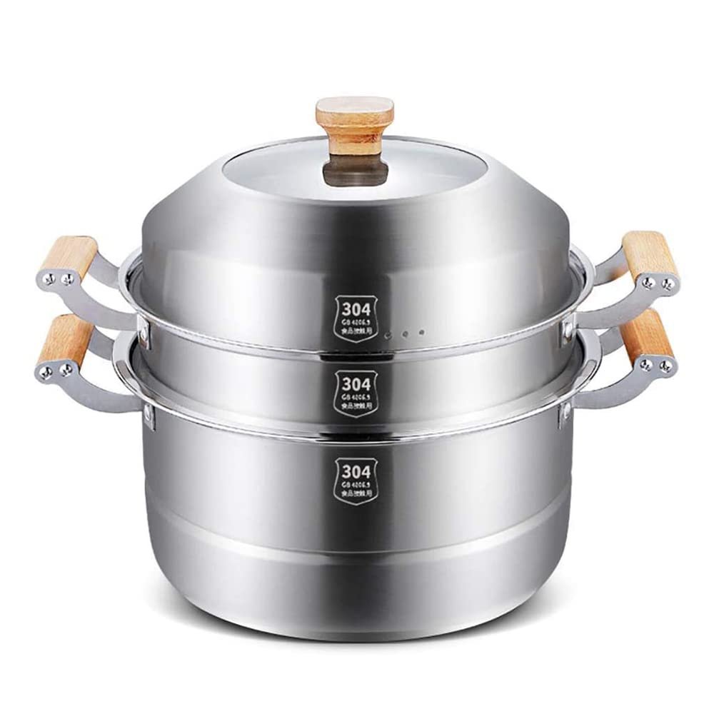 MNSSRN 30 cm Multi-Layer Stainless Steel Food Steamer for Gas or Induction Stoves