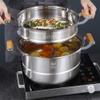 MNSSRN 30 cm Multi-Layer Stainless Steel Food Steamer for Gas or Induction Stoves view 4