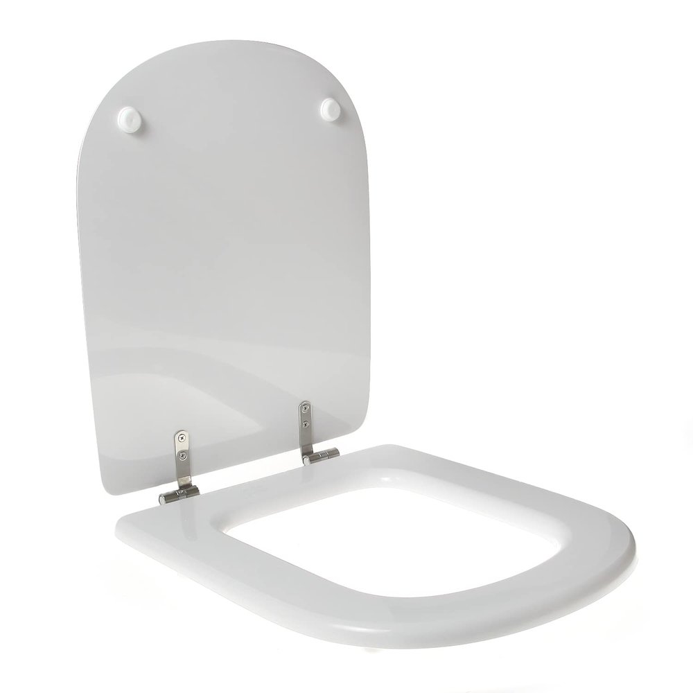 Dolomite Gemma Due Wall-Hung Toilet Seat, White Polyester, Stainless Steel Hinges, Soft Close