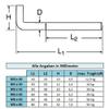 Metric L-Hooks, Screw Hooks, M4–M8, Zinc-Plated Steel (10, M4 x 40 mm) view 2