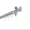 ondeco Custom-Length Curtain Rod, 20 mm, Ball Finial, Single Track, Ceiling Mount, 5.5 cm, with Rings, Stainless Steel Look, 340 cm view 1