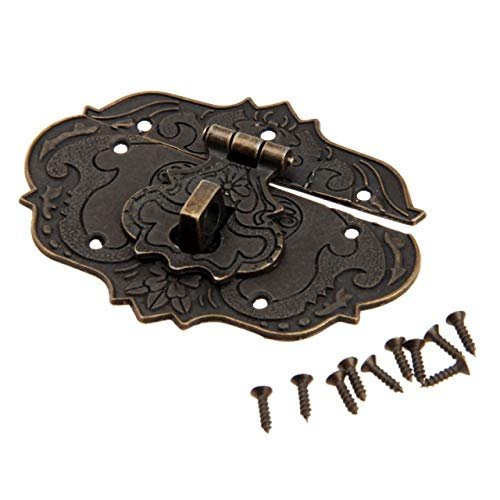 Security Hasp Lock, 1-Piece Vintage Wooden Drop Hasp for Jewelry Boxes and Furniture, 76 x 57 mm