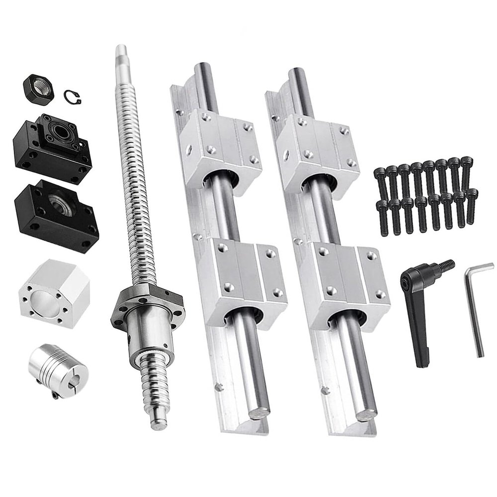 CNCMANS SBR20 Linear Guide Rail 400 mm with 4 SBR20UU Bearing Blocks, SFU1605 Ball Screw with BK12/BF12, DSG16H Nut Housing and Coupling Set