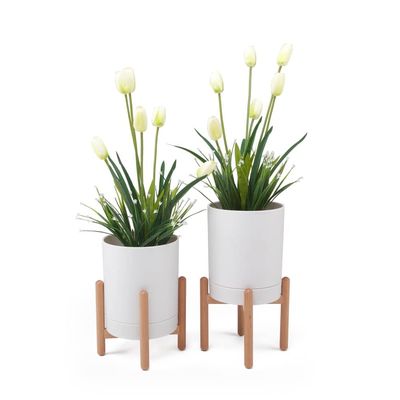 Kollecture Fleur Planter, Brown, Gray Stand