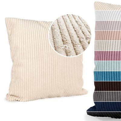 ANRO Corduroy Pillow Cover, Cream, 40 x 40 cm, Without Insert