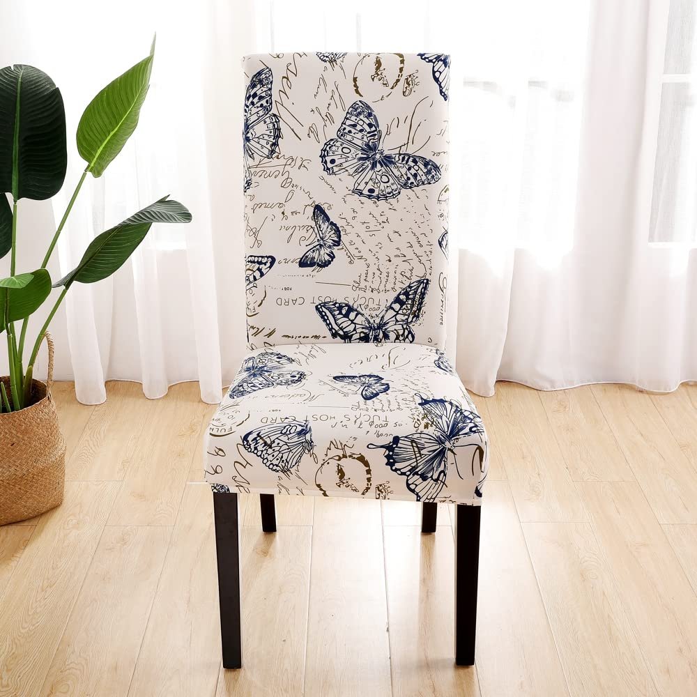 Highdi Stretch Chair Covers, Removable Washable Slipcovers, Blue Butterfly, 1 Piece