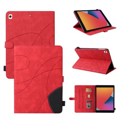 XFDSFDL Red PU Leather Flip Case for Apple iPad 5/6/7 2017–2018 (9.7-inch), Stripe Pattern, Stand, Magnetic Closure, Auto Wake/Sleep