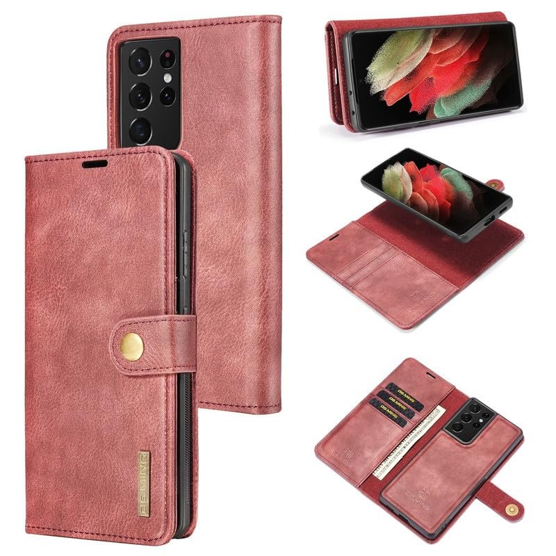Yidai-Silu 2-in-1 Detachable Wallet Case for Samsung Galaxy S21 Ultra