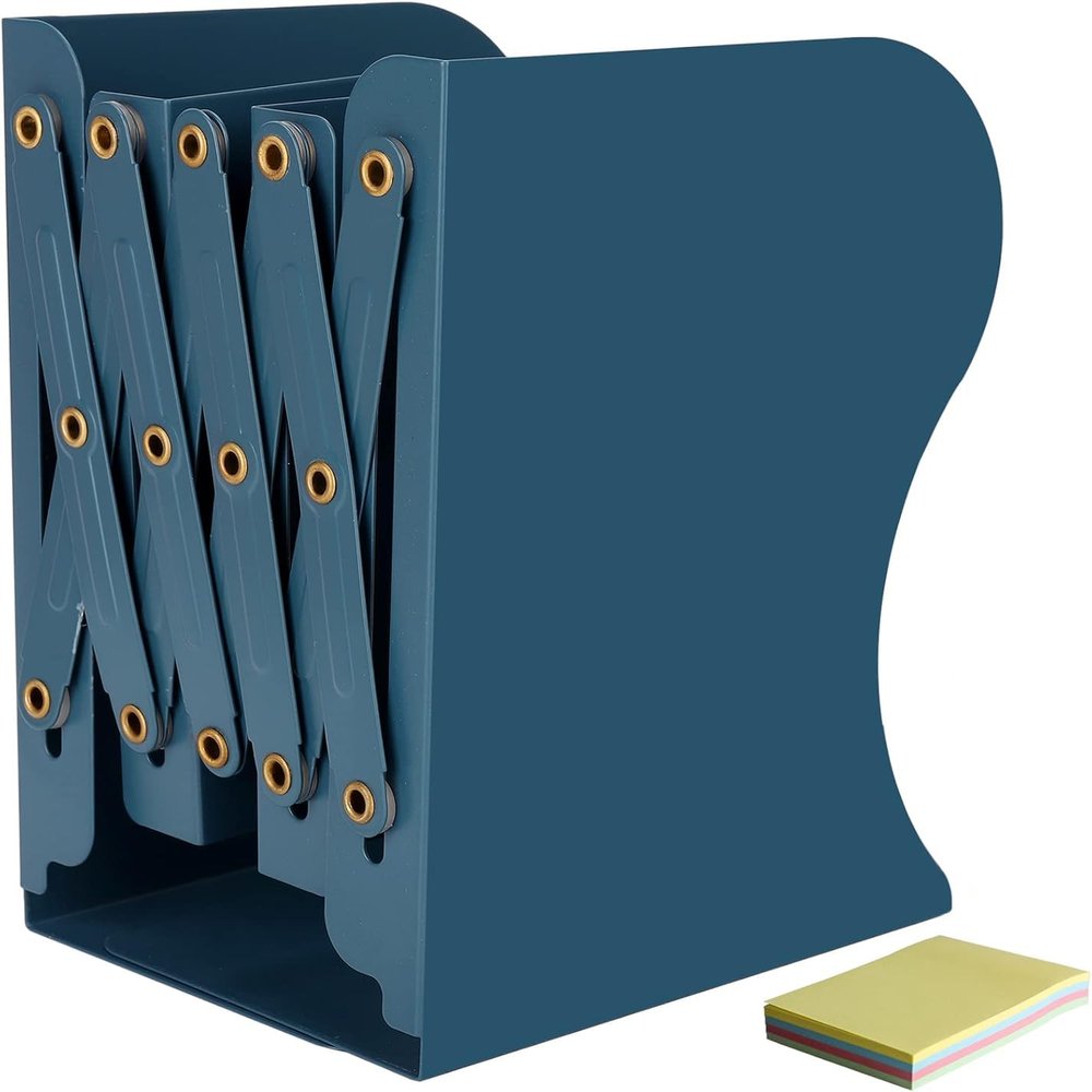 DIFIT Adjustable Metal Bookends, Blue, 1 Piece