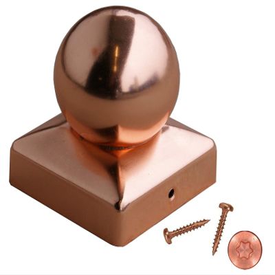 GK Copper Post Cap Ball with Screws and Cut Tip (1, 9 x 9 cm)