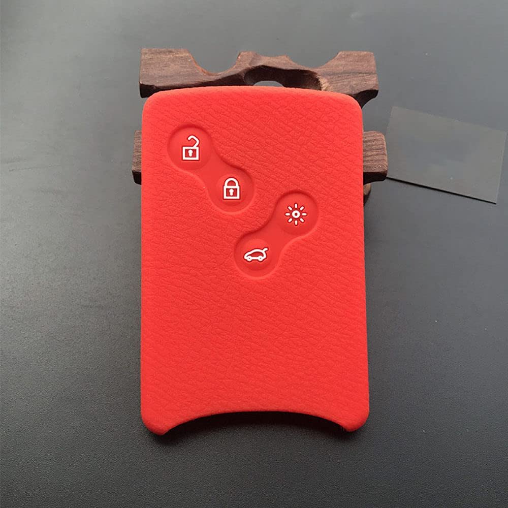 YJADHU Silicone Rubber Car Key Case, 4 Buttons, Red