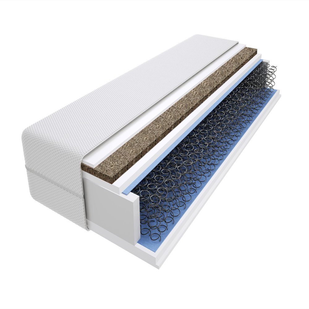 Godre Gina Grass Bonell Spring Mattress 130x210 cm, H3 & H4 Medium-Firm/Firm, Foam & Sea Grass, Quilted Cover, 16 cm, Hypoallergenic