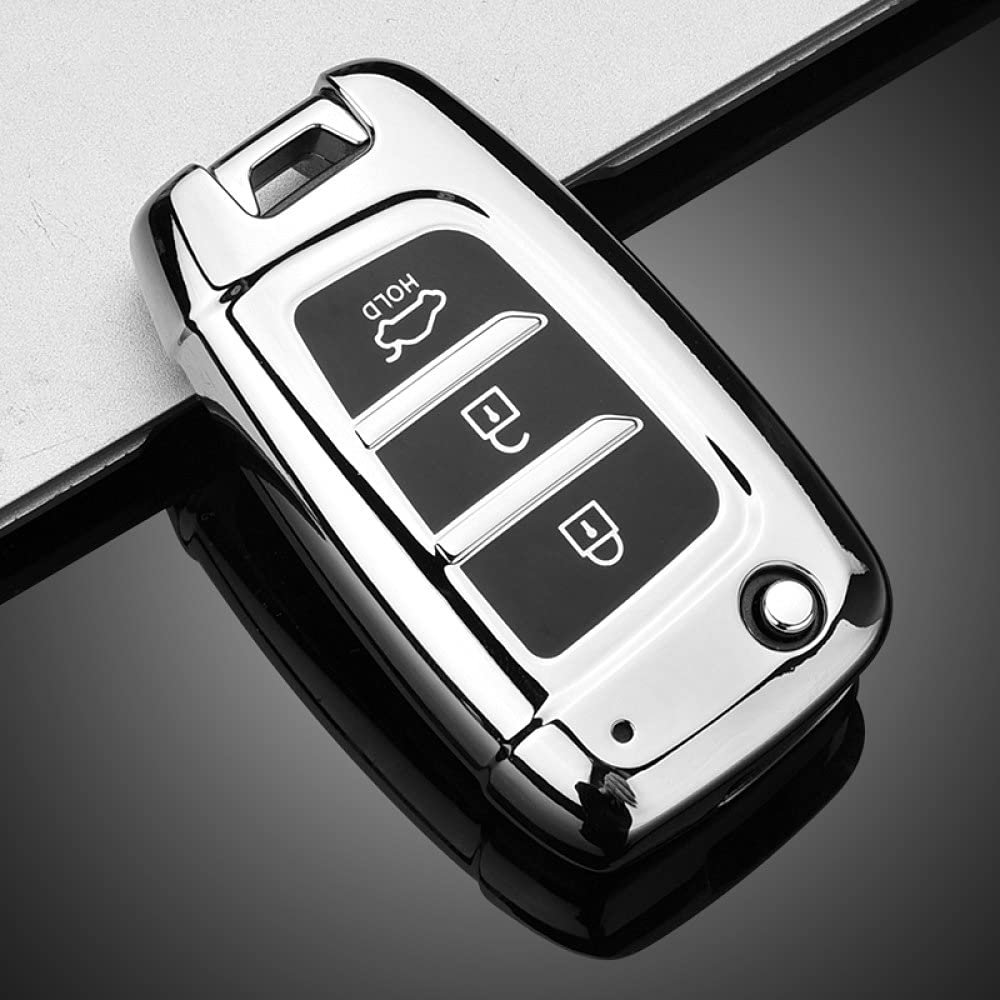 YJADHU Soft TPU Car Key Fob Case for Hyundai Models, Silver