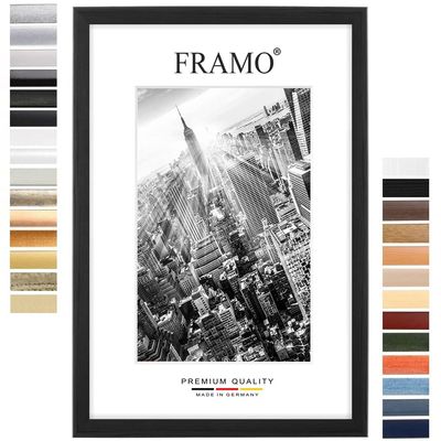 FRAMO Custom-Size Wooden Picture Frame 21 x 30 cm – Black Pine