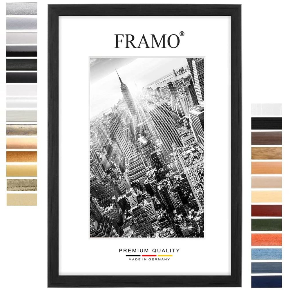 FRAMO Custom-Size Wooden Picture Frame 21 x 30 cm – Black Pine