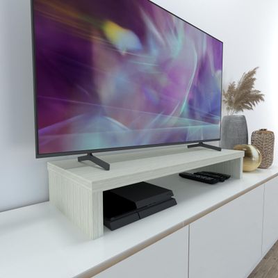 Henor Wooden TV Riser Stand, 90 x 35 x 15 cm, Stel Oak, Supports up to 60 kg