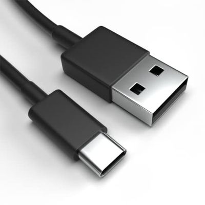 USB-C Charging Cable for Samsung Galaxy A21 2020, Black, 2 x 1 m