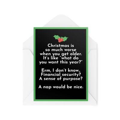 Tongue in Peach Funny Christmas Card | “Xmas Is Worse When We Get Older” | For Her or Him | Novelty Joke, Adult Sweary Sarcasm | CBH715