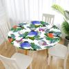 FANSU Round Washable Tablecloth, 3D Bird Design, Polyester Stain-Resistant, Butterfly, 51.2-Inch Diameter view 2
