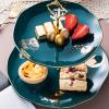 FURUIWUFENG Green Ceramic Double-Layer Cake Stand view 3