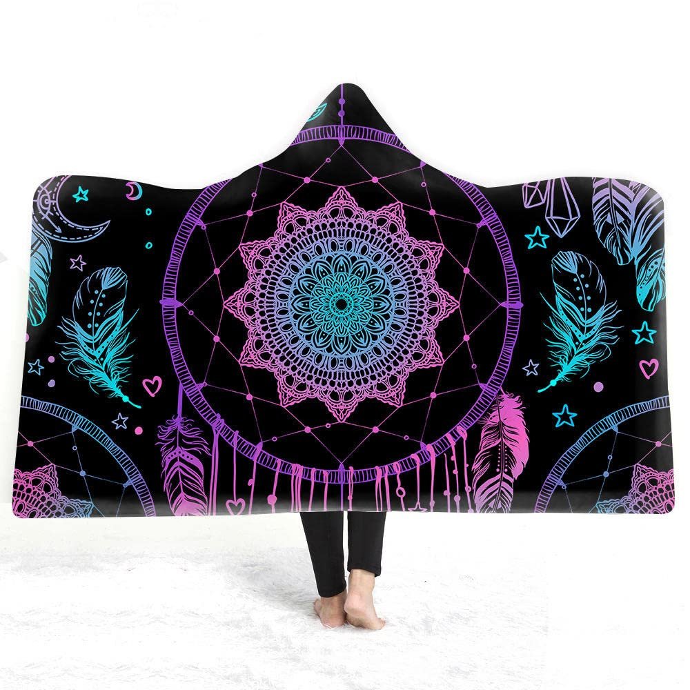 YUNHOME Hooded Blanket, Fantasy Dream Catcher Cloak, Double-Plush, 150 x 200 cm