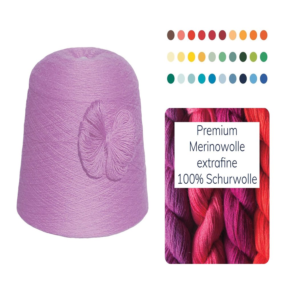 Knitting Yarn, 1 kg, 100% Extra-Fine Merino Virgin Wool, Violet/Lilac