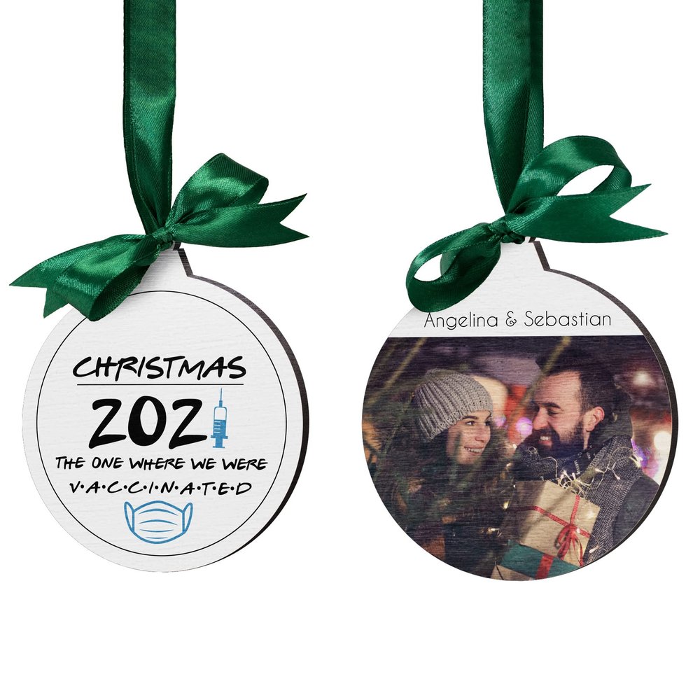 Personalized Christmas Tree Ornament with Photo - Wooden Ornament