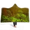 YUNHOME Hooded Blanket, Wearable Throw, 3D Digital Print, Psychedelic Forest Jungle Landscape, Thick Double Plush, 150 x 200 cm view 1