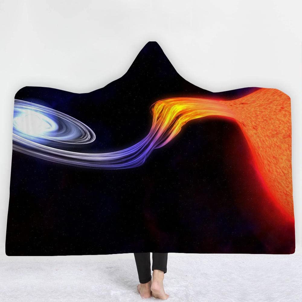 YUNHOME Hooded Blanket, Wearable Throw Blanket, Snow Black Hole, Adults & Children, Digital Print, Plush Velvet, 150 x 200 cm