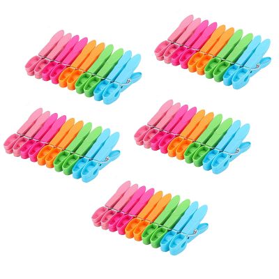 MUFEKUM 50-Pack Premium Plastic Clothespins, Windproof Strong-Grip Clothes Pegs for Clotheslines, 5 Colors
