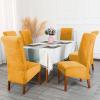 CMAKER Velvet Chair Covers, Stretch Spandex, High-Back, Washable, Gold, Set of 6 view 2