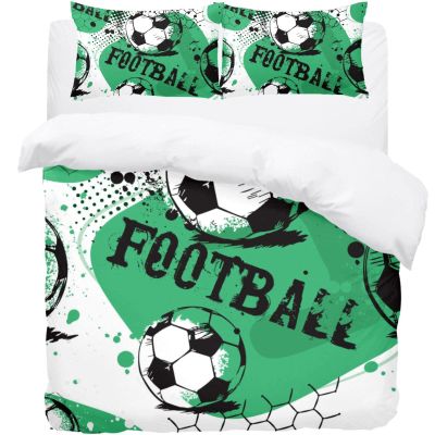 Soccer Print Washed Tencel 3-Piece Bedding Set, 231 x 221 cm