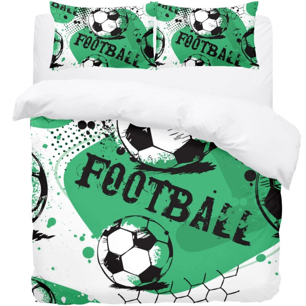 Soccer Print Washed Tencel 3-Piece Bedding Set, 231 x 221 cm
