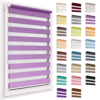 Dual-Layer Roller Shade Without Drilling, 71 x 220 cm Fabric, Day & Night, Light-Filtering and Blackout
