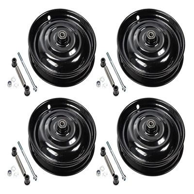4 Steel Disc Wheels, 12.5-Inch, for DDR Klaufix Handcarts, Black