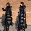 ZXCL Women's Black Glossy Hooded Winter Parka, Loose Long Jacket, XXL 62.5–67.5 kg view 1