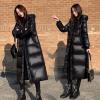 ZXCL Women's Black Glossy Hooded Winter Parka, Loose Long Jacket, XXL 62.5–67.5 kg view 4