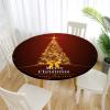Morbuy Round Christmas Tablecloth, Washable, 3D Christmas Tree Pattern, Elastic, Waterproof, 120 cm, Style 4 view 2