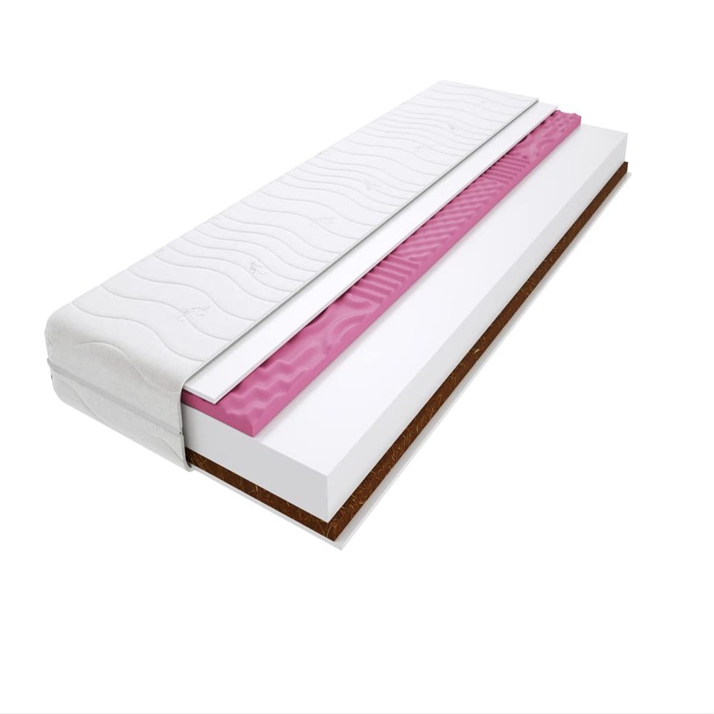 Godre Foam Mattress 70 x 140 cm, H3 & H5, 13 cm High, Coconut Fiber, Profiled Molet Foam with Climate Fiber, Hypoallergenic, HR Foam, Reversible Dora Molet