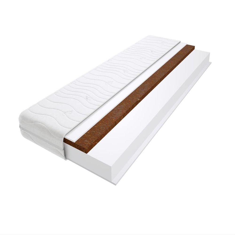 Godre Foam Mattress 100 x 210 cm, H3/H5 Reversible Comfort Foam Mattress, 10 cm High, Coconut Fiber with Climate Fiber, Hypoallergenic, Quilted Removable Dora Cover